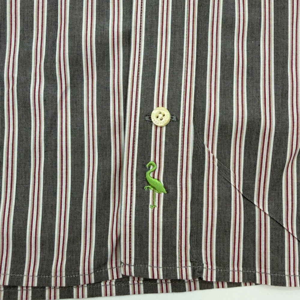 Tailorbyrd Mens 3XL Striped Button Down Shirt Grey Floral Flip Cuff Cotton - Picture 7 of 10